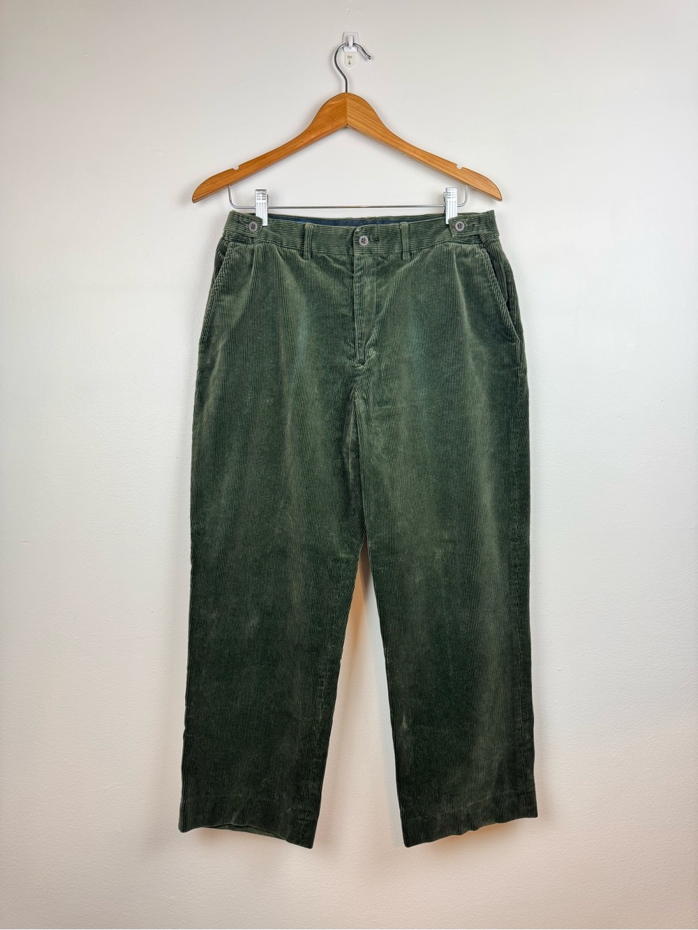 Vintage Polo Ralph Lauren Men 100% Cotton Green Corduroy Relaxed Fit size 33x32